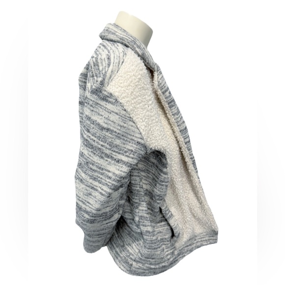 Anthropologie Saturday Sunday Sherpa Fleece Cardigan Jacket S Gray White Cozy - Picture 3 of 8